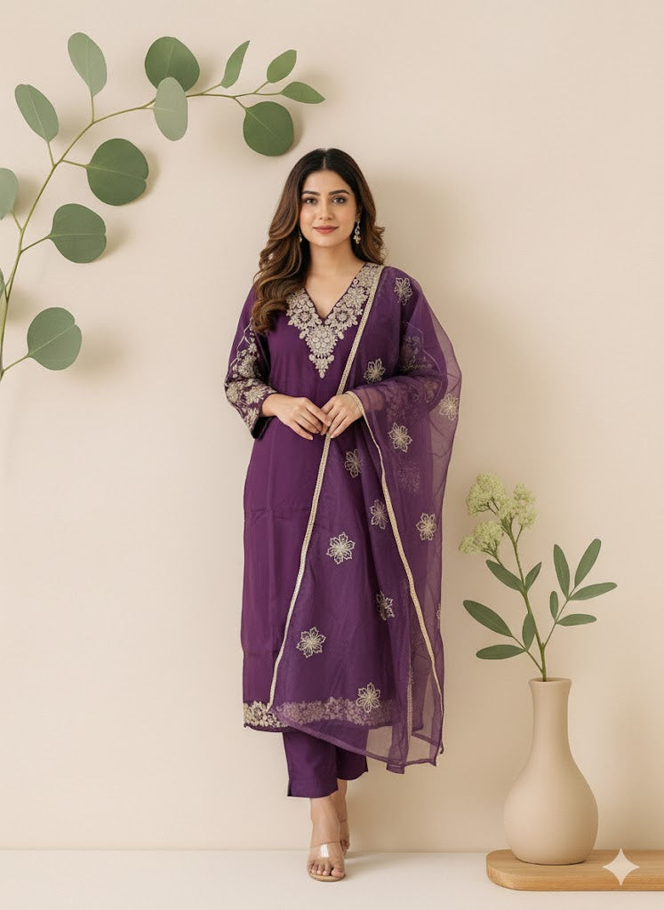 PURPLE BLOSSOM ETHNIC SUIT-1319