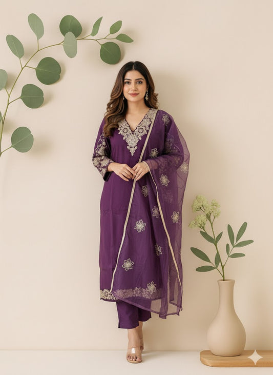 PURPLE BLOSSOM ETHNIC SUIT-1319