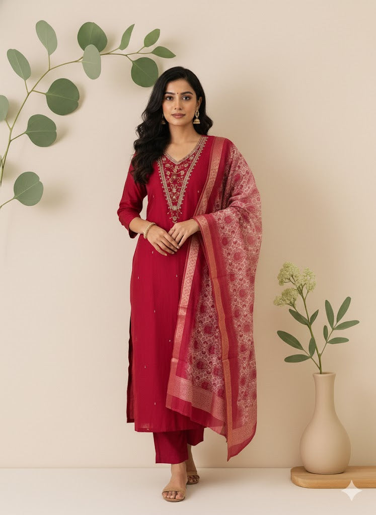 RED ROYALE ETHNIC SUIT-1317