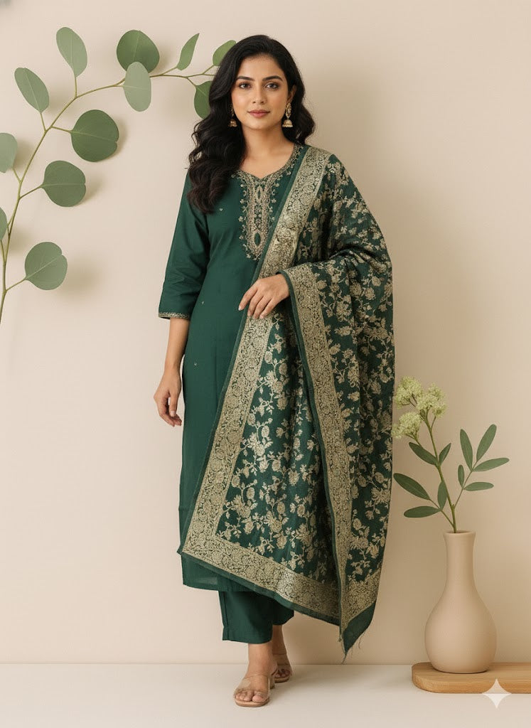 ENCHANTED EMERALD ETHNIC SUIT-1312