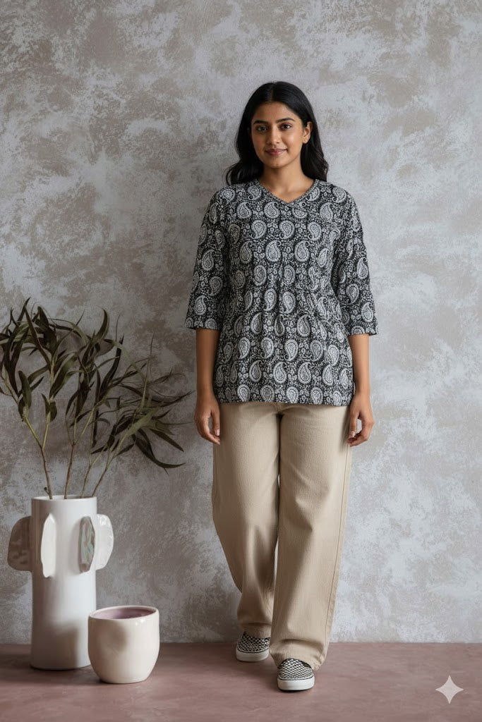 BLACK HERITAGE KURTI-5012