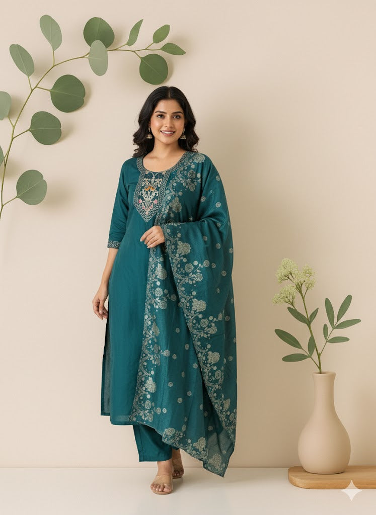 AZURE MEADOW ETHNIC SUIT-1322