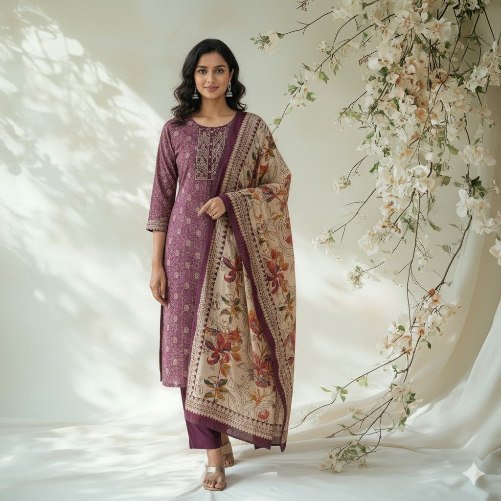 PURPLE VINE ETHNIC SUIT-1014