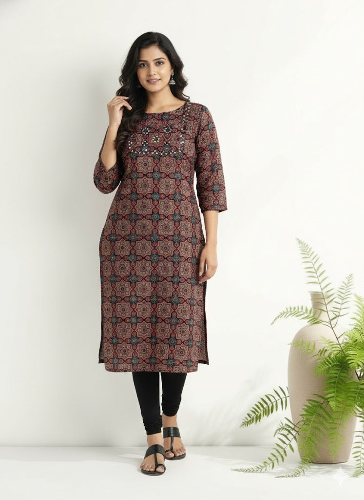 AJRAKH MIRROR KURTI-6011