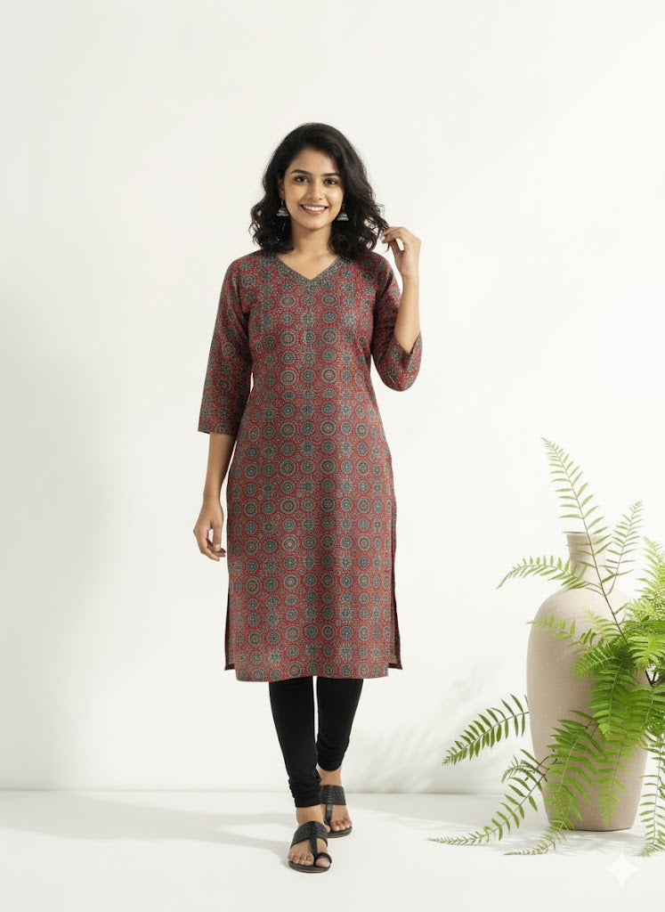 AJRAKH BLOCK PRINT KURTI-6011