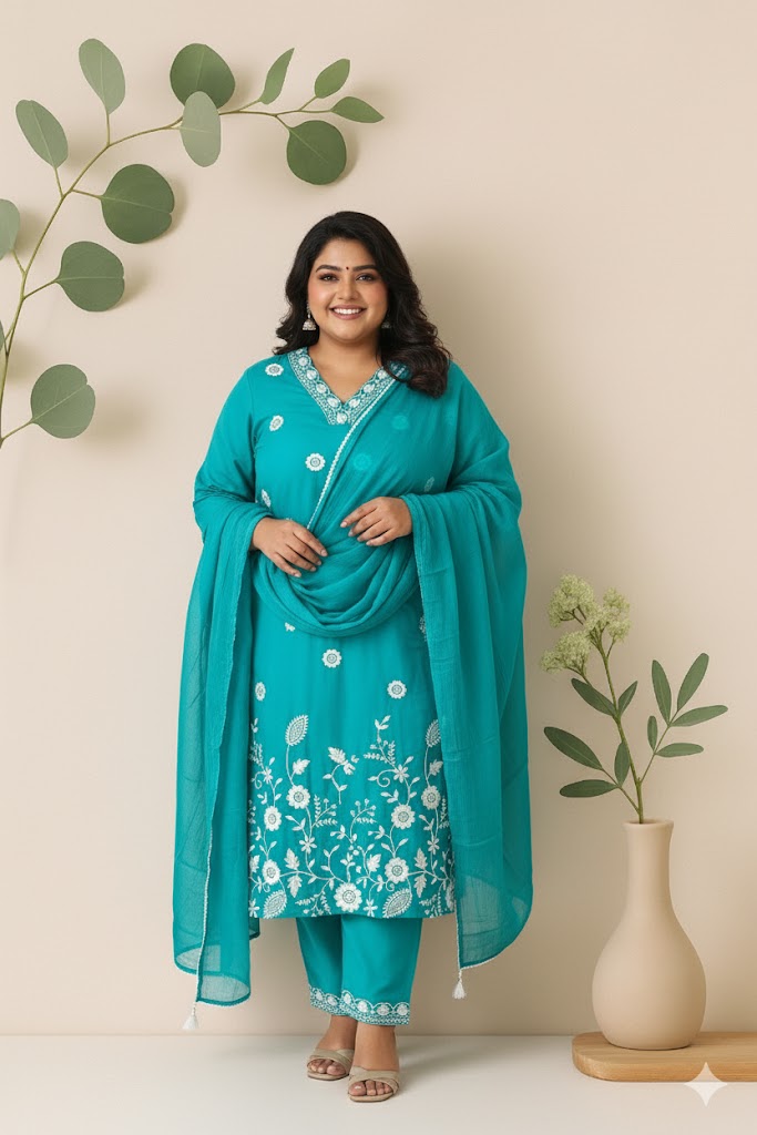 TEAL PETAL ETHNIC SUIT-1257