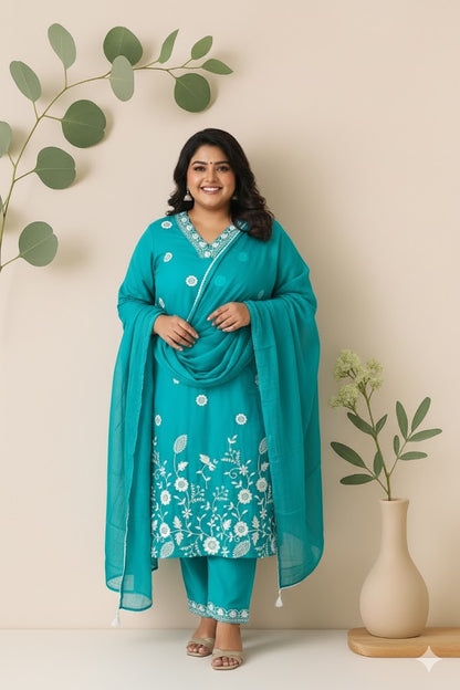 TEAL PETAL ETHNIC SUIT-1257
