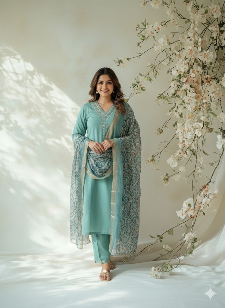 OCEAN GLOW ETHNIC SUIT-1194