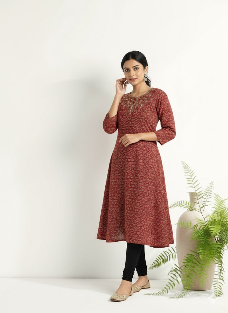 AJRAKH MOTIF KURTI-6011