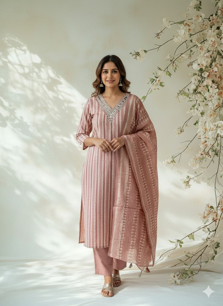 DUSTY BLUSH ETHNIC SUIT-1173