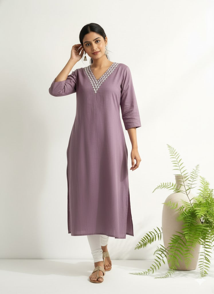LAVENDER BEADS KURTI-6004