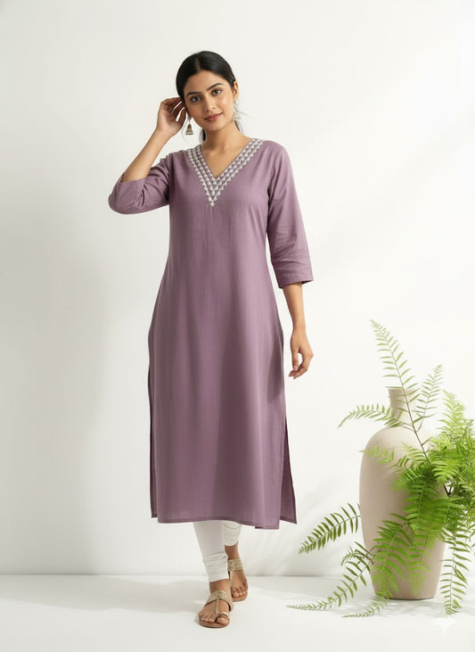 LAVENDER BEADS KURTI-6004