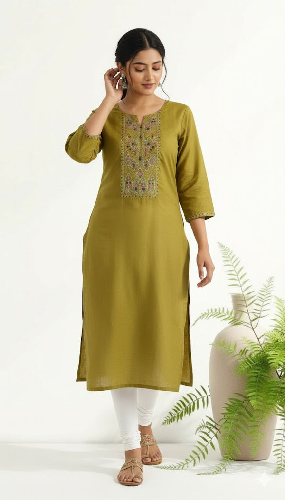 GREEN THREADS KURTI-6004