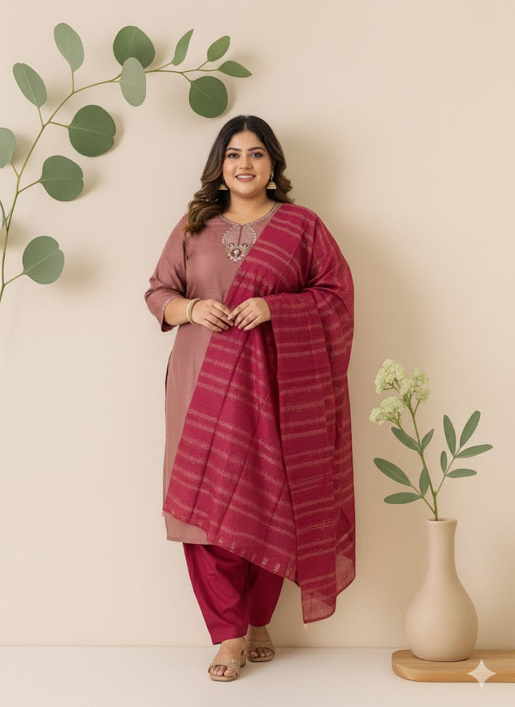 BLUSH MAROON ETHNIC SUIT-1116