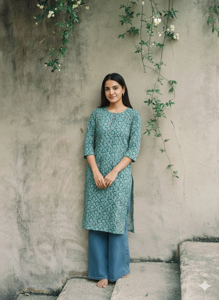 PIXEL BLUE KURTI-6021