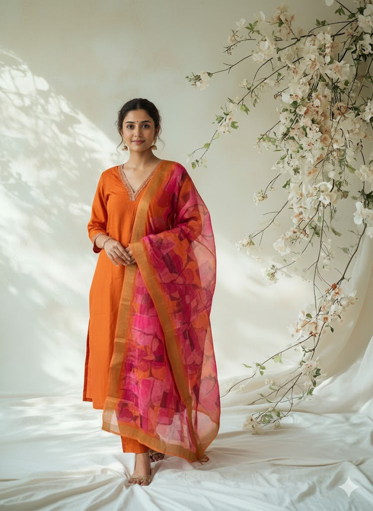 SUNSET GLOW ETHNIC SUIT-1005