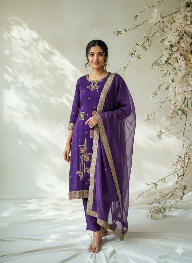 MAJESTIC VIOLET ETHNIC SUIT-1195