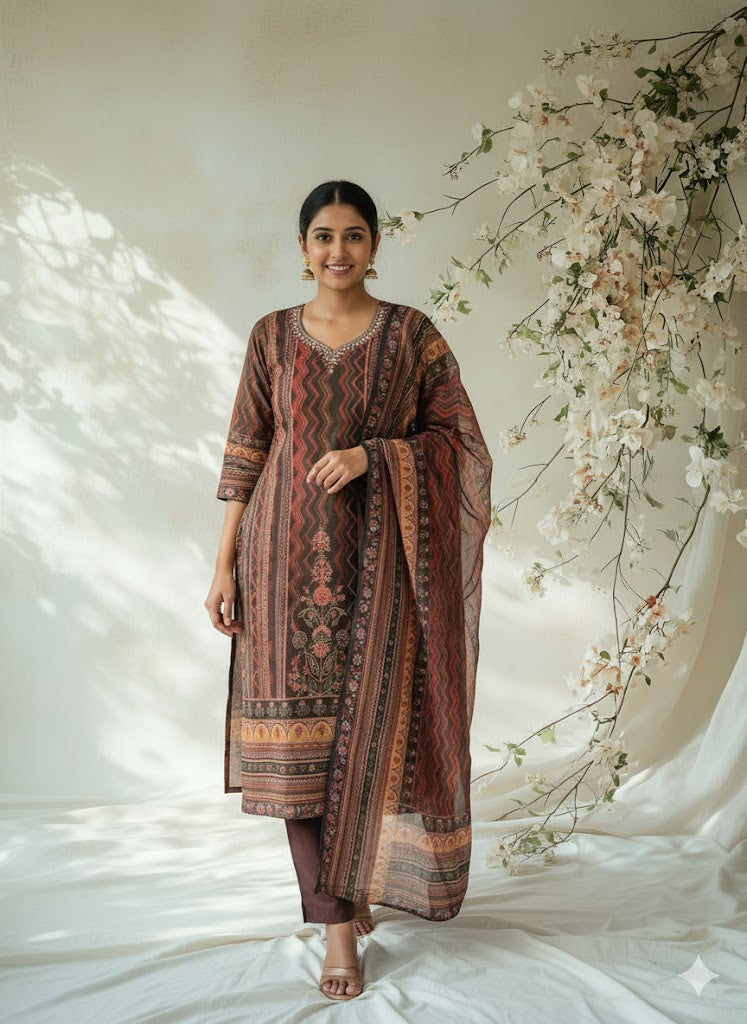 EARTHY BLOOM ETHNIC SUIT-1172