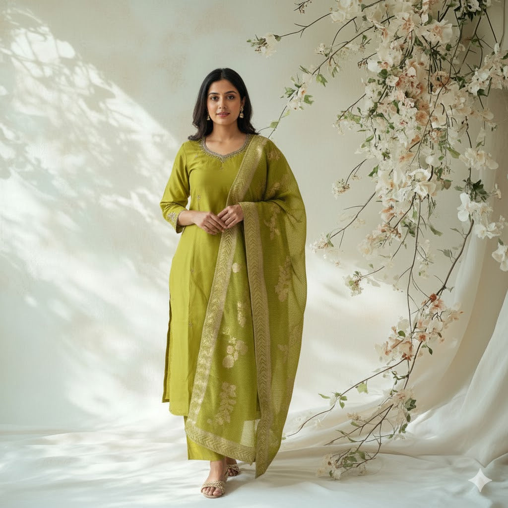 LIME GLOW ETHNIC SUIT-1191