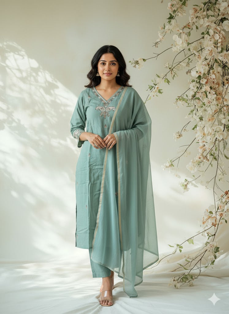 MINT GLOW ETHNIC SUIT-MC01