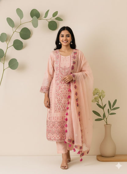 PASTEL PEACH PAKISTANI ETHNIC SUIT - 1337