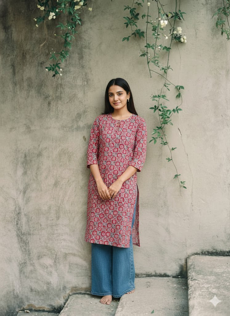 PIXEL RED KURTI-6021