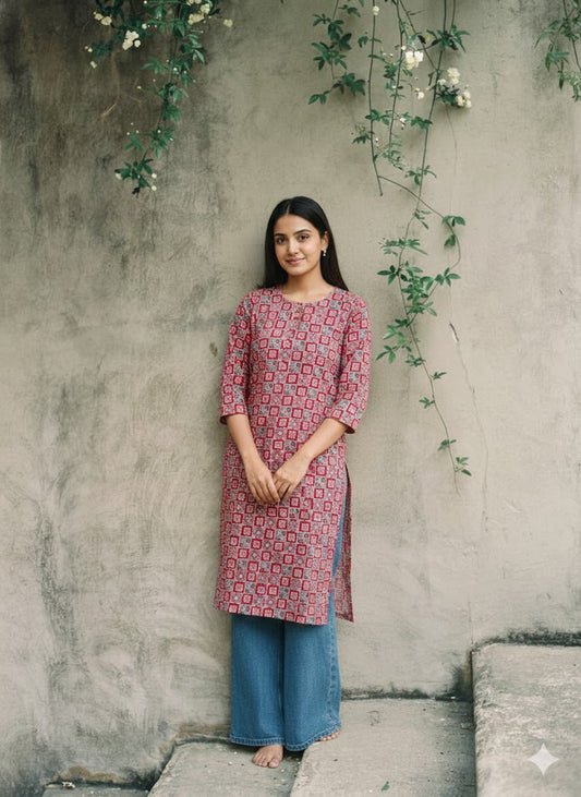 PIXEL RED KURTI-6021