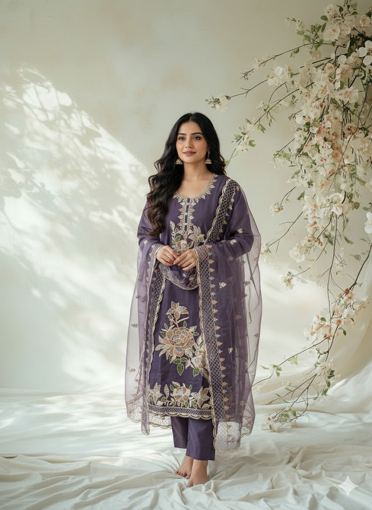 PURPLE PETALS ETHNIC SUIT-1177