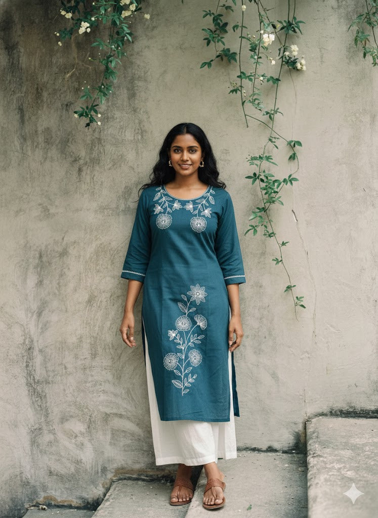 TWILL BLUE KURTI-6017