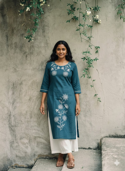 TWILL BLUE KURTI-6017