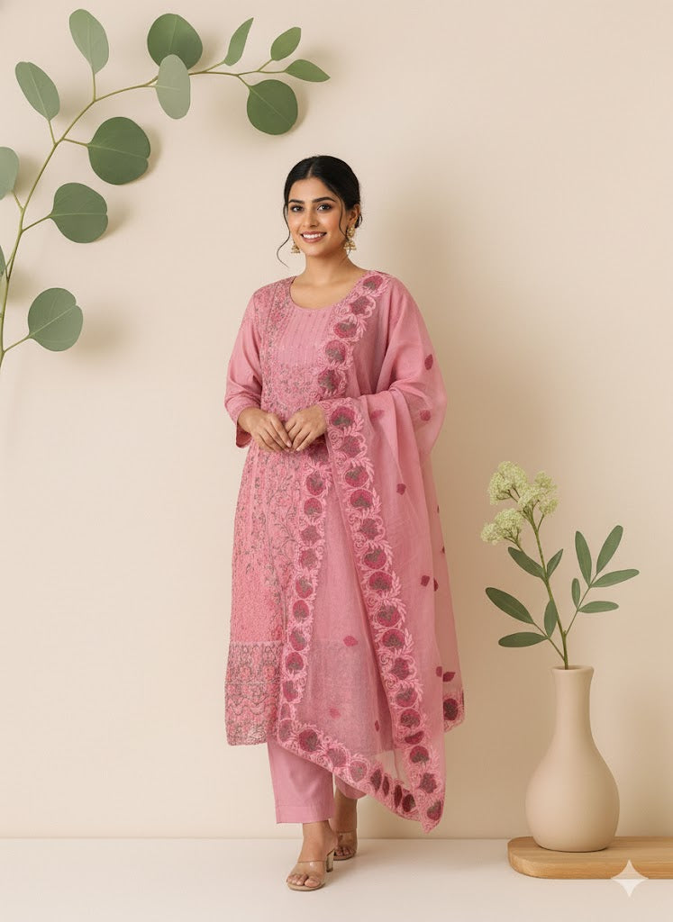 PASTEL PINK PAKISTANI ETHNIC SUIT - 1337