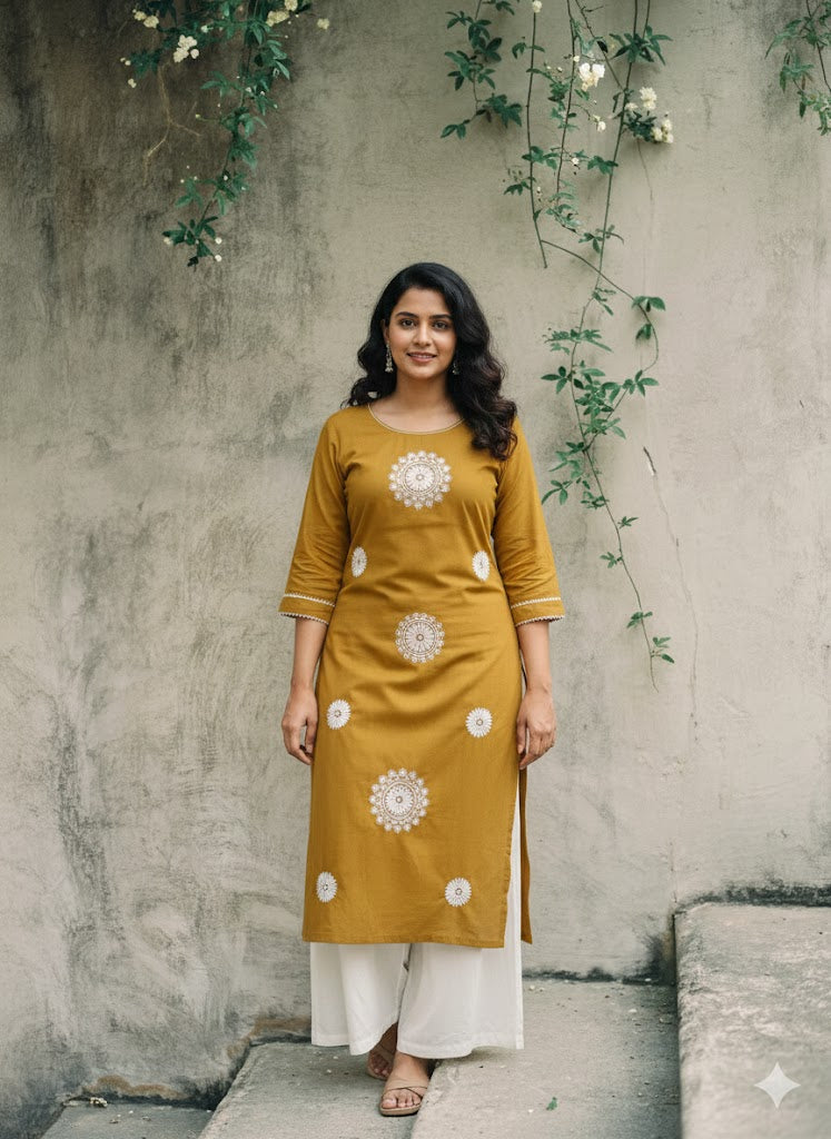 TWILL YELLOW KURTI-6018