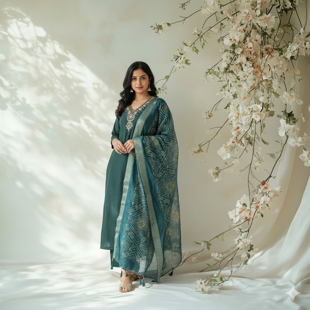 EMERALD ELEGANCE ETHNIC SUIT-1166