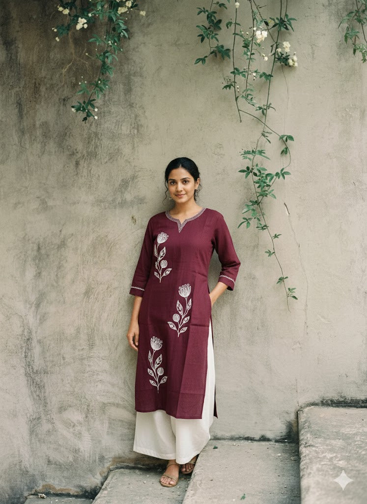 TWILL PURPLE KURTI-6016