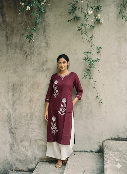 TWILL PURPLE KURTI-6016