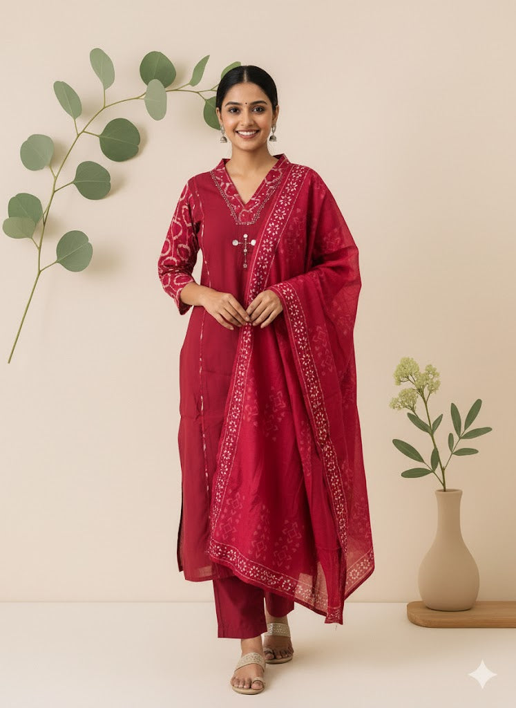 RED AURA ETHNIC SUIT-1174