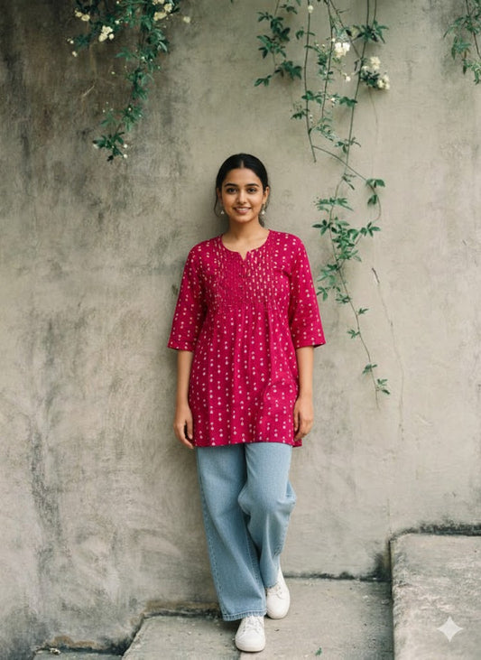 ALL DAY PINK SHORT KURTI-5015