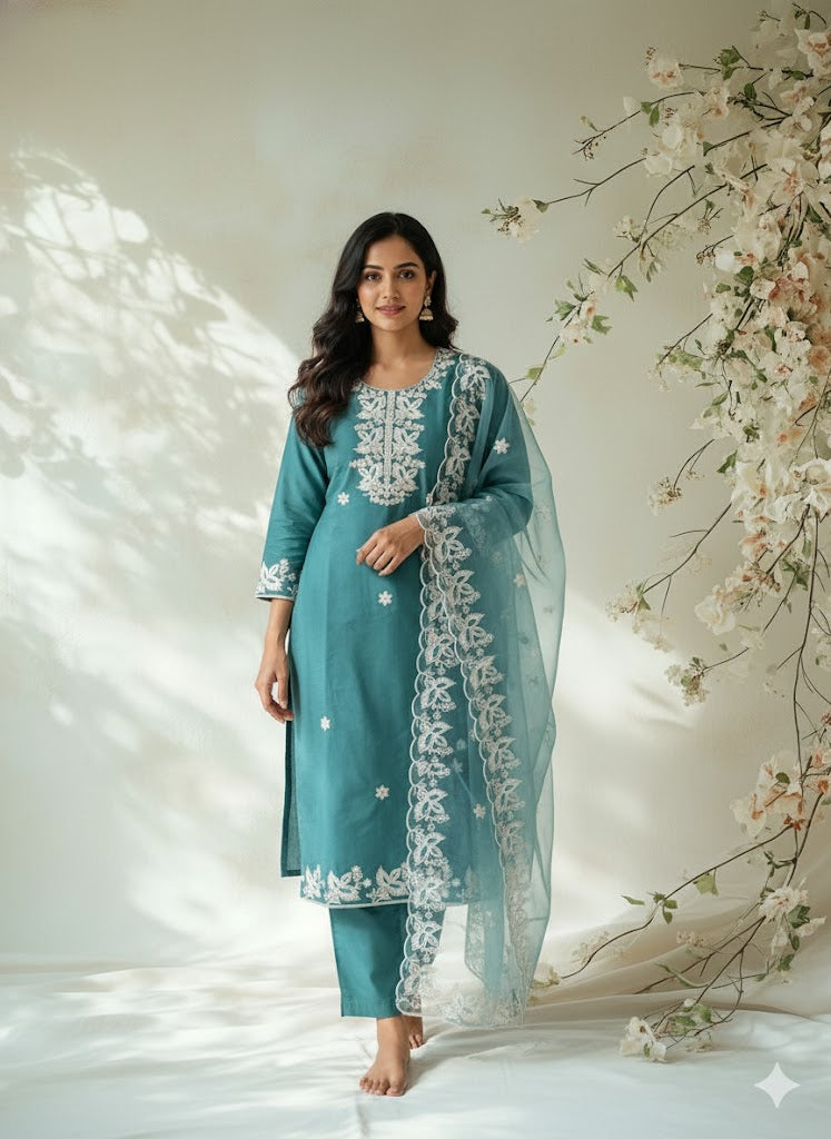 OCEAN MIST ETHNIC SUIT-1002
