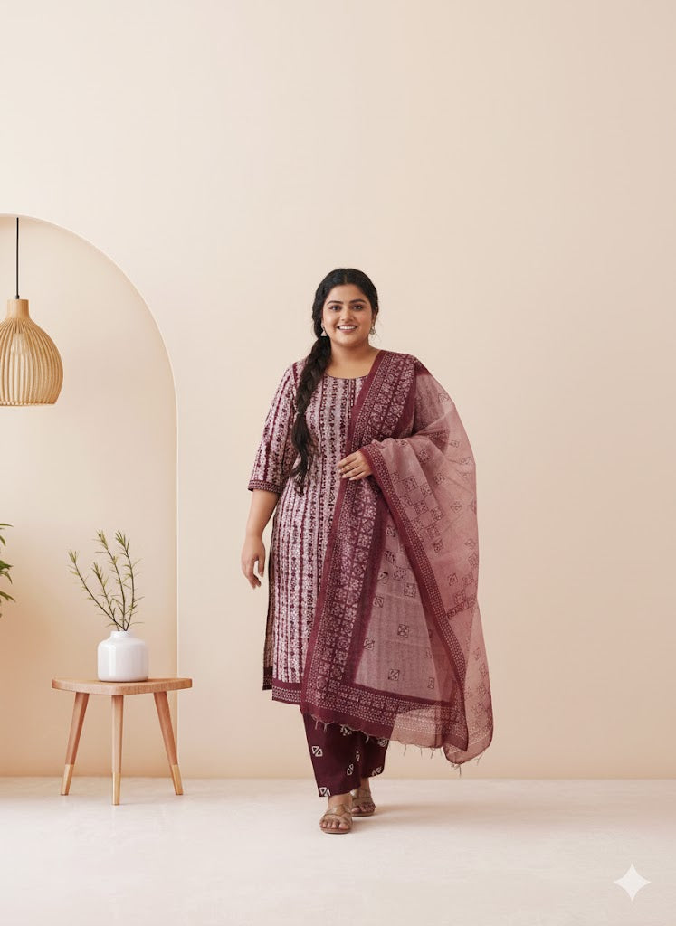 BLOOM LINE KURTI SET - PINK - 1243