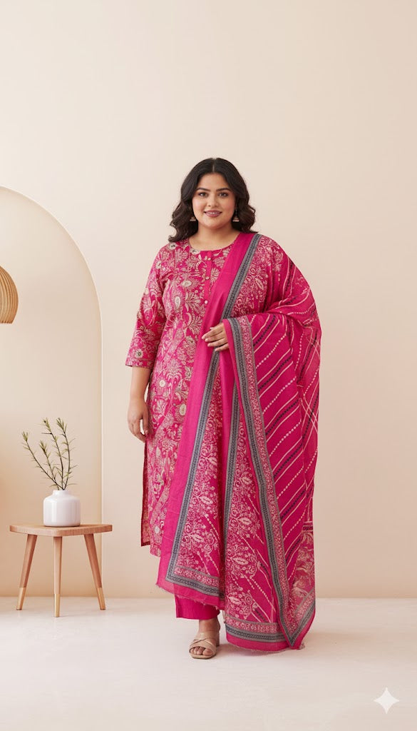 BLOOM LINE KURTI SET - PINK - 1243