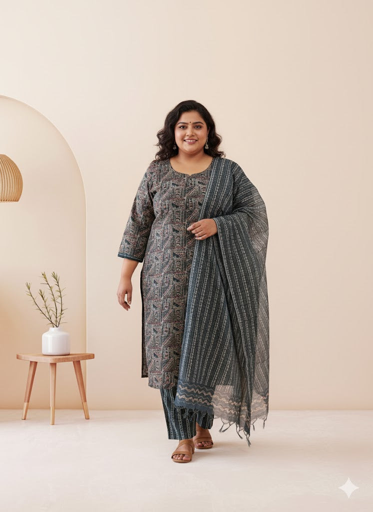 LOOM & BLOOM KURTI SET-BLUE-1246