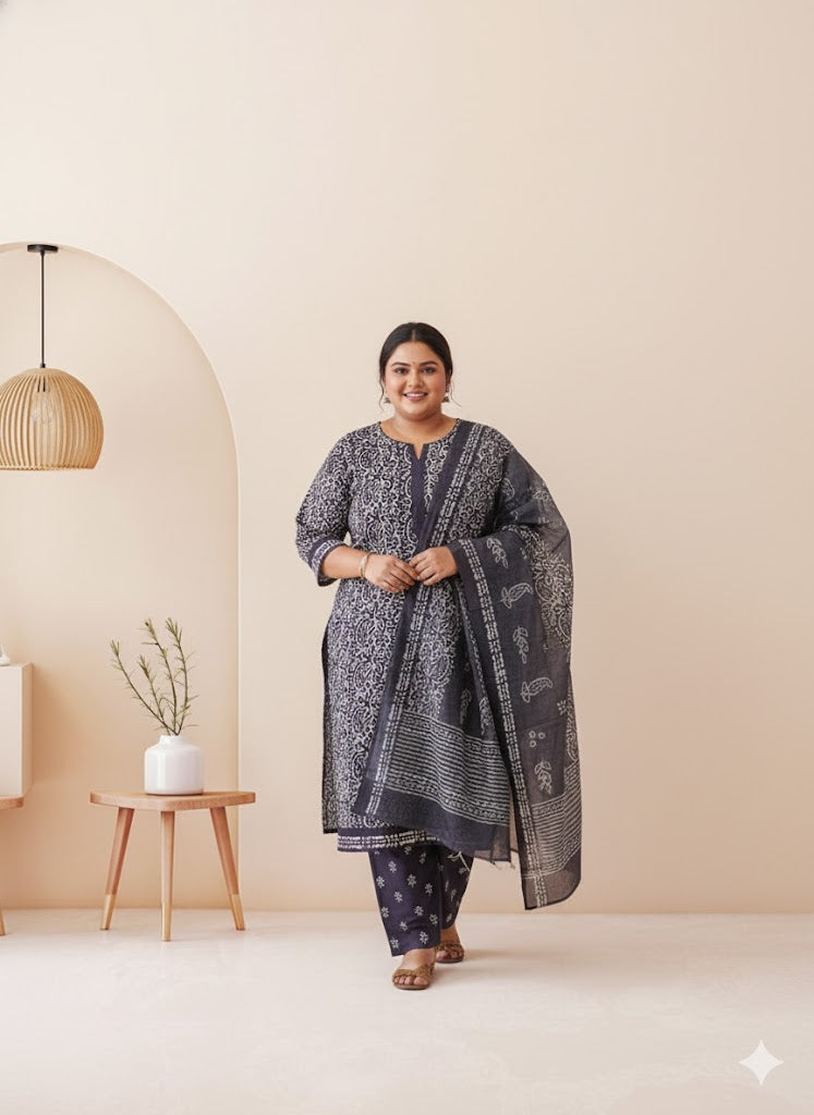 LOOM & BLOOM KURTI SET-PURPLE-1245