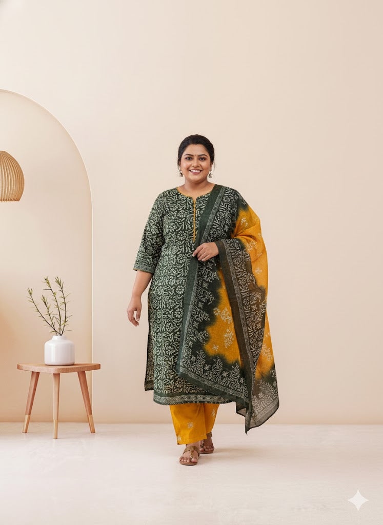 LOOM & BLOOM KURTI SET-GREEN-1244