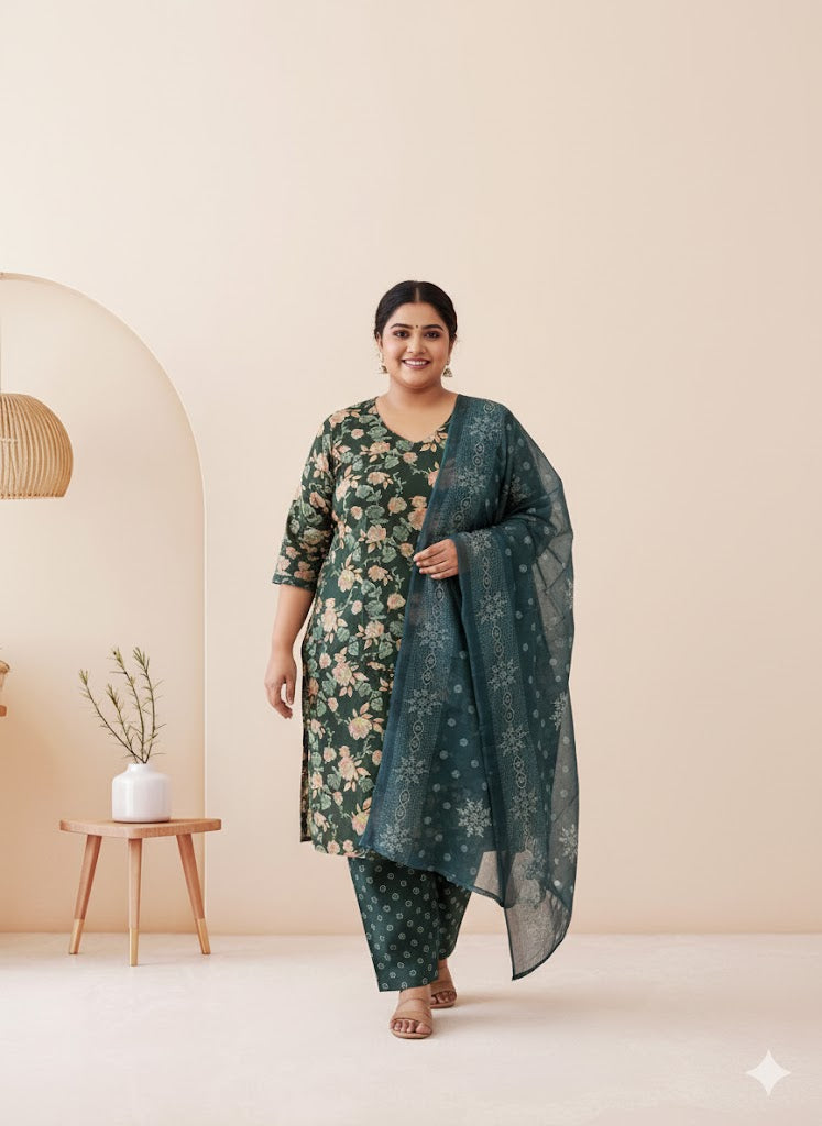 LOOM & BLOOM KURTI SET-GREEN-1246