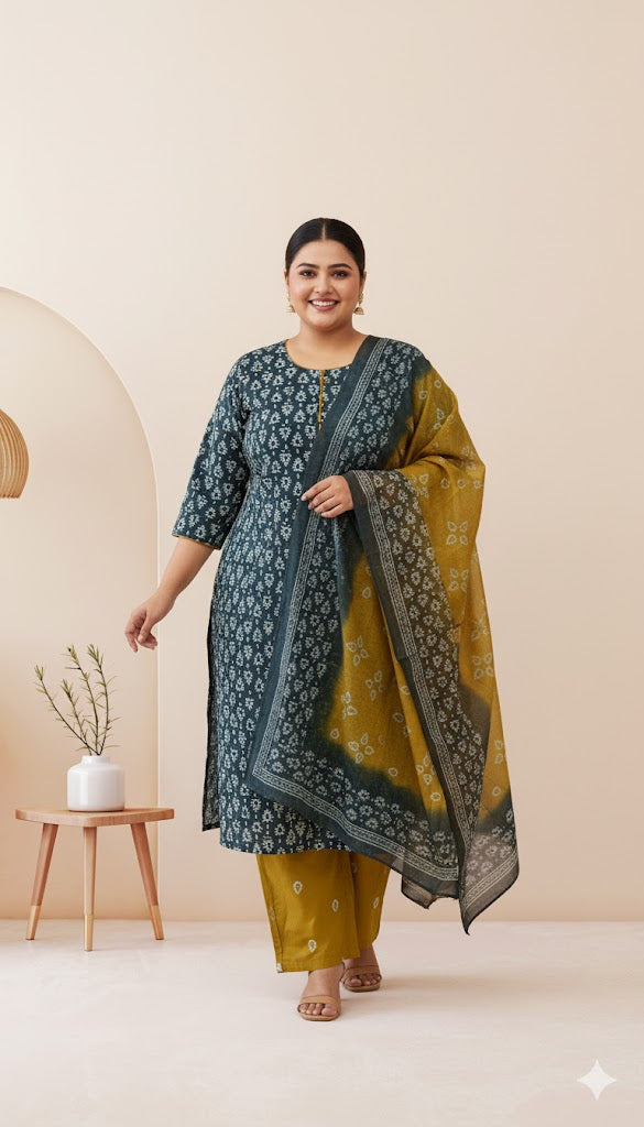 LOOM & BLOOM KURTI SET-BLUE-1244